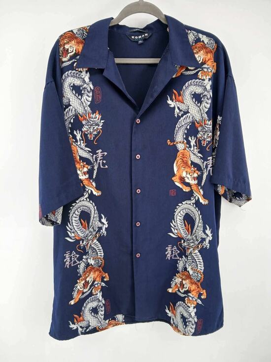 Koman Other - Vintage Y2K Koman Sport, navy blue with dragon and tiger print